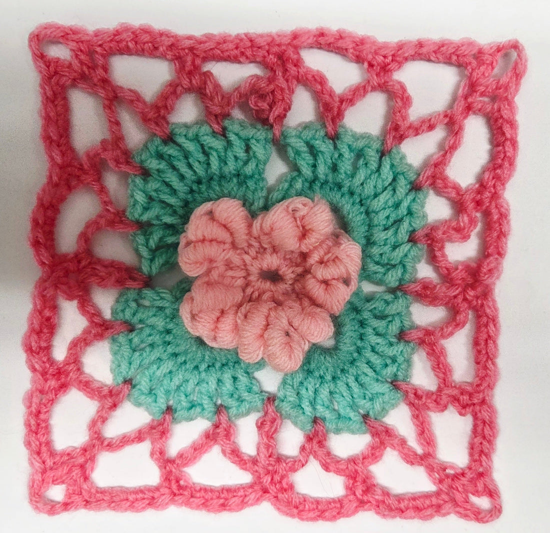 Day #19 - Down Granny Square Laine - Flower Garden 7 Square