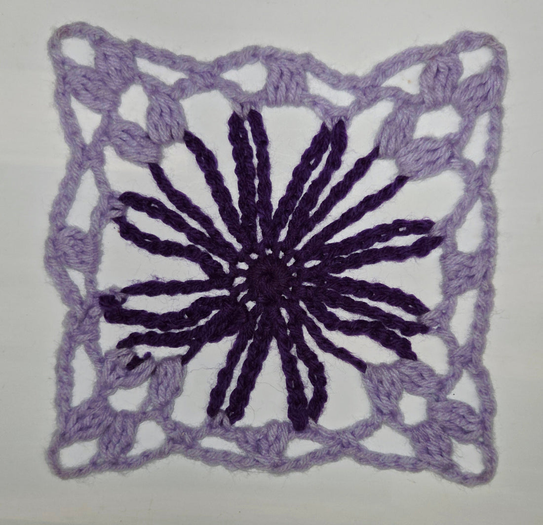 Day 28 - Down Granny Square Laine - Cone Flower Square