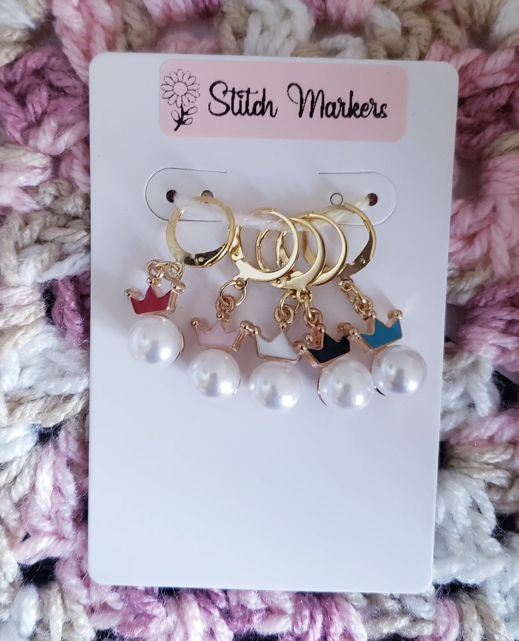 Pearl Crown Stitch Markers