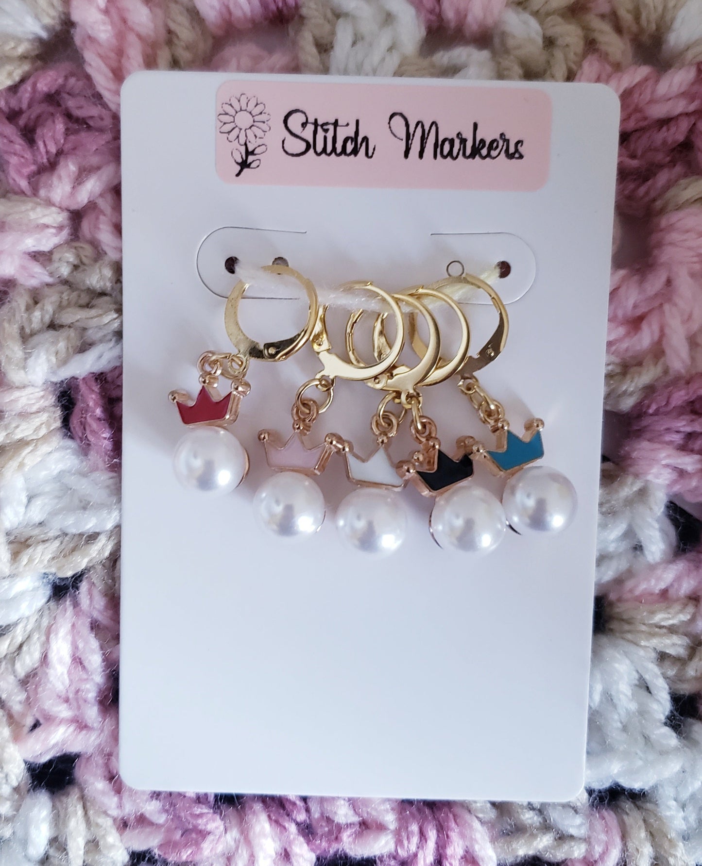 Pearl Crown Stitch Markers