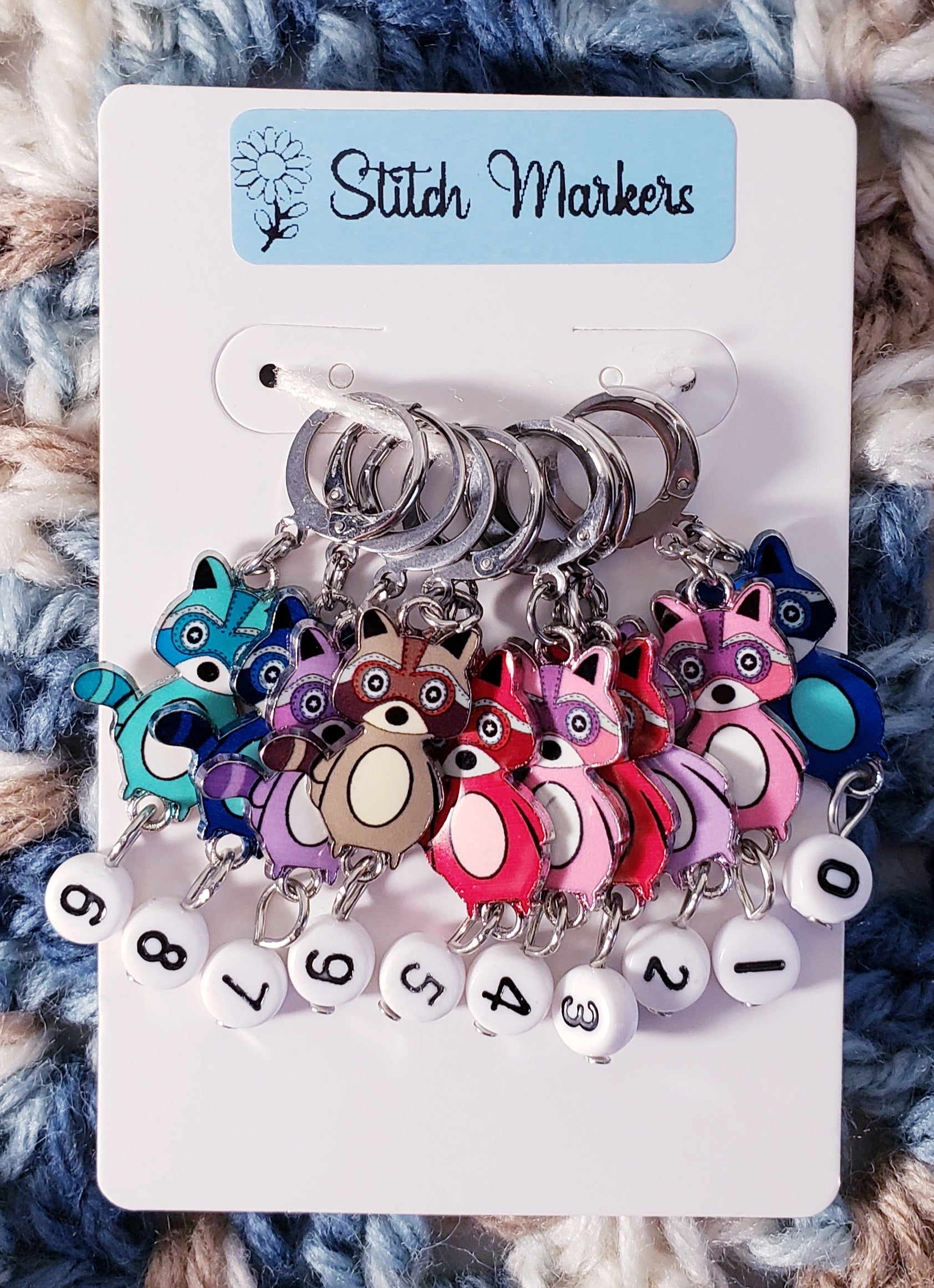 Raccoon Numbered Stitch Markers