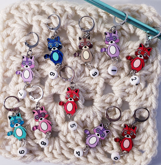 Raccoon Numbered Stitch Markers