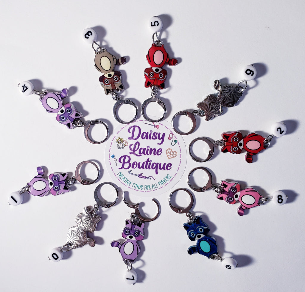 Raccoon Numbered Stitch Markers