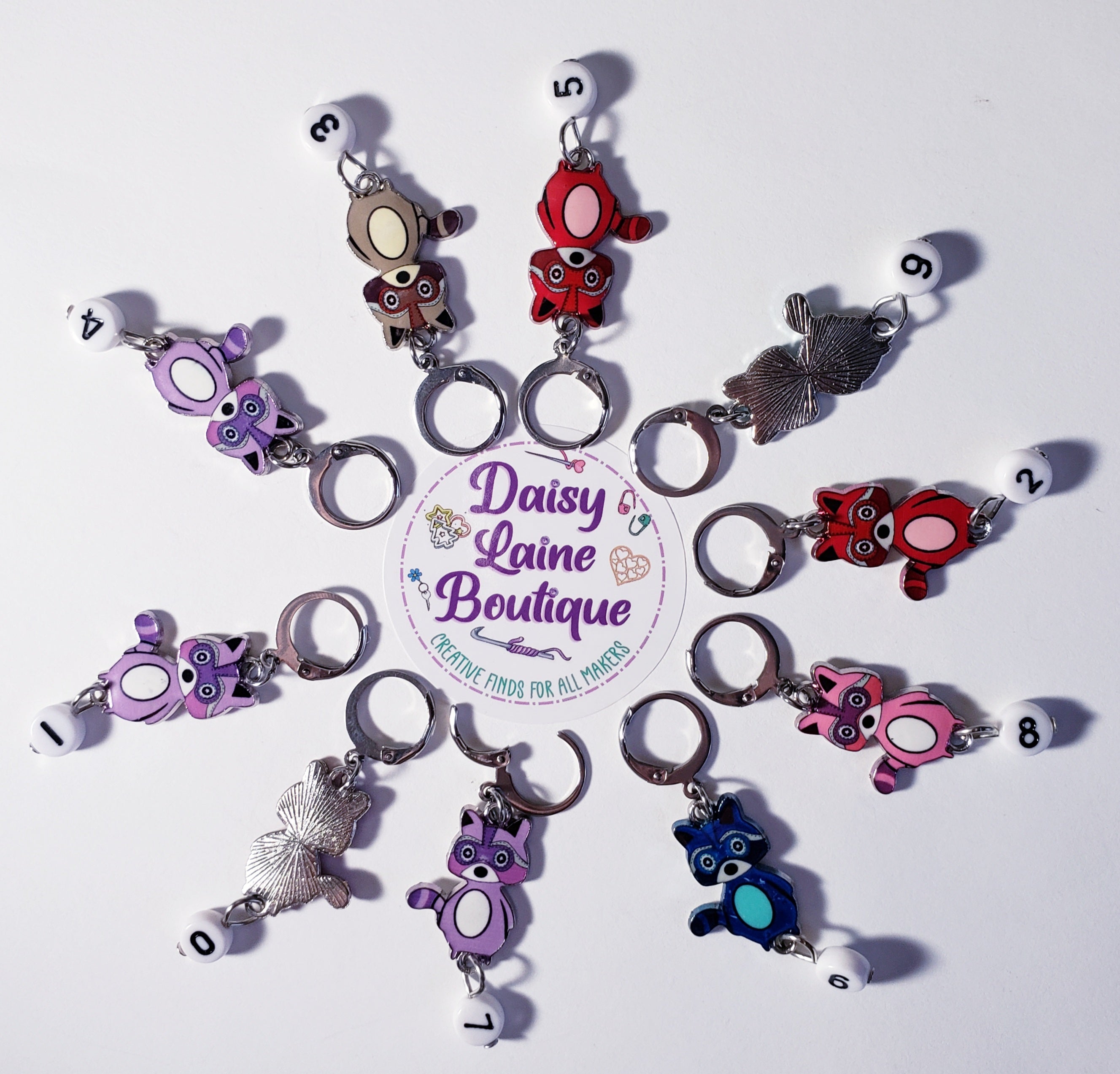 Raccoon Numbered Stitch Markers