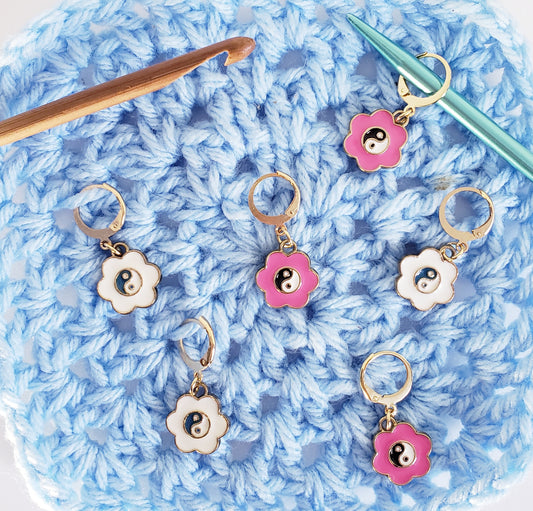 Flower Yin Yang Stitch Markers