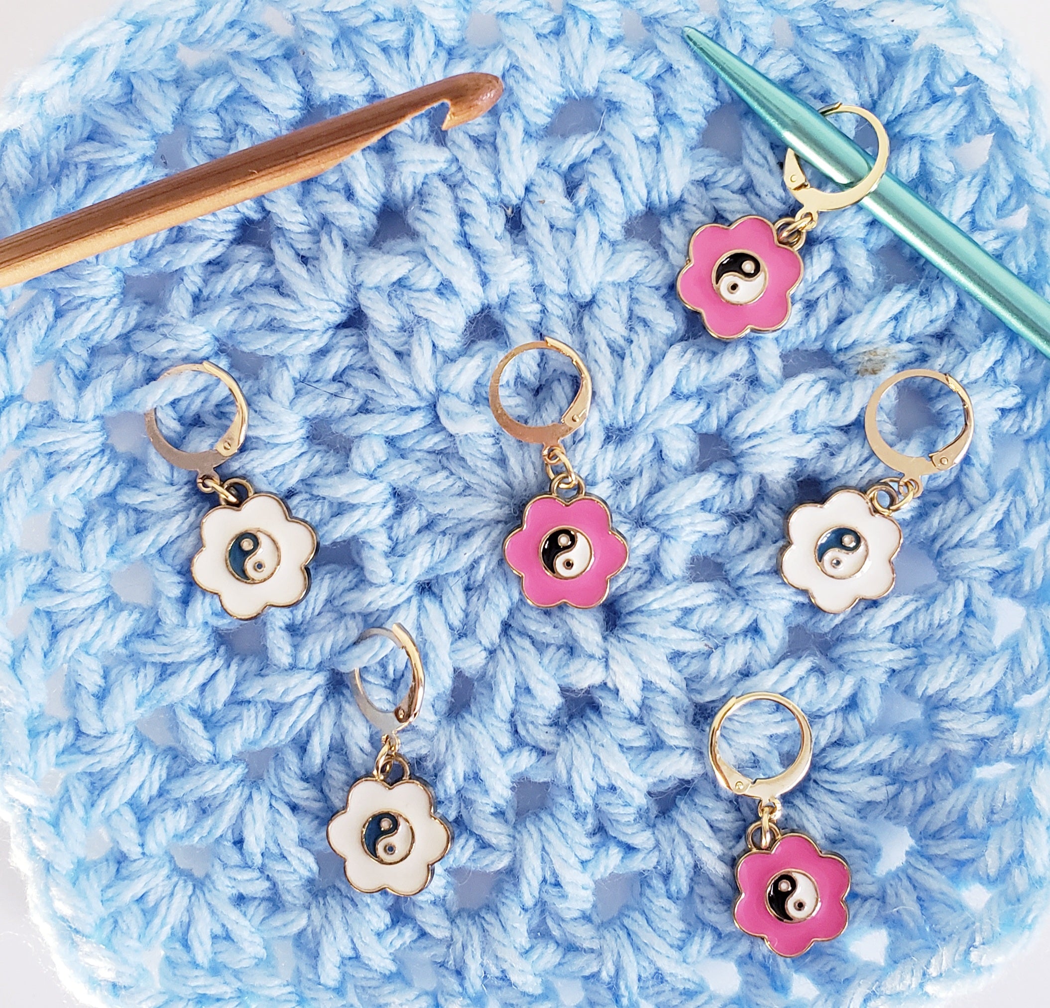 Flower Yin Yang Stitch Markers
