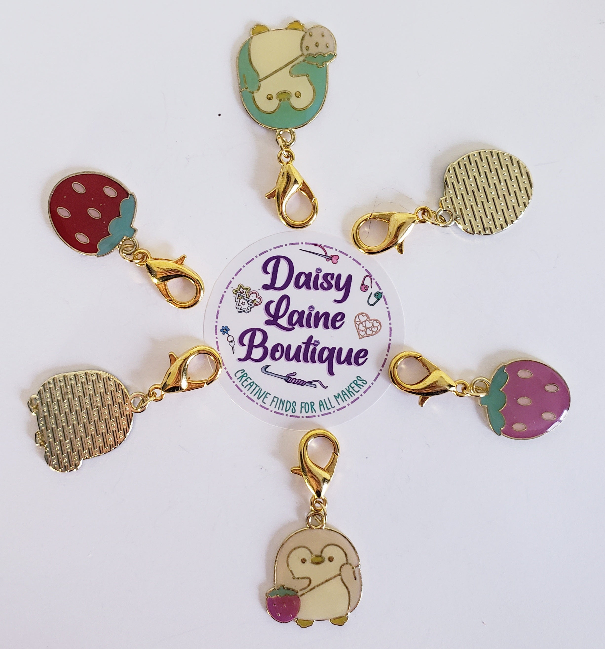 Penguin Strawberry Stitch Markers