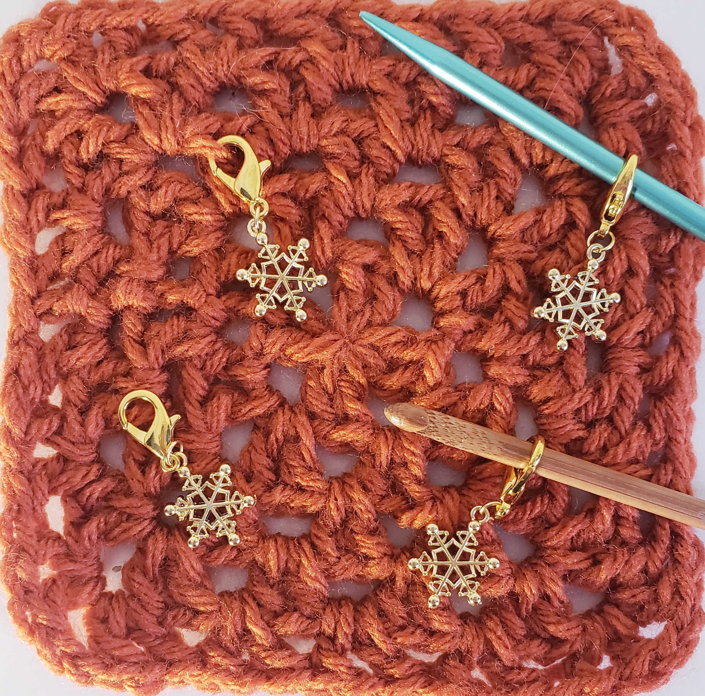 Snowflake Gold Stitch Markers