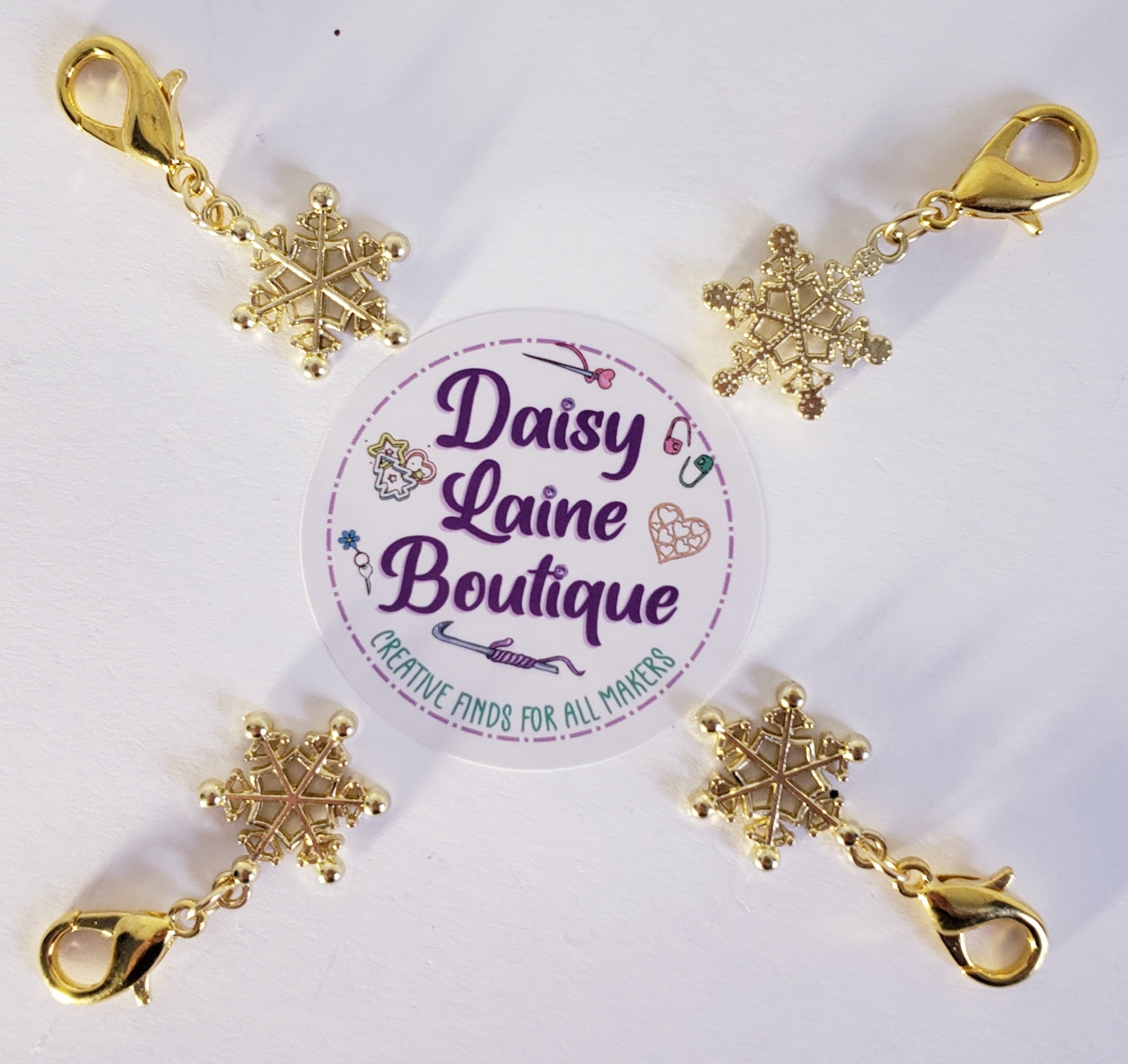 Snowflake Gold Stitch Markers