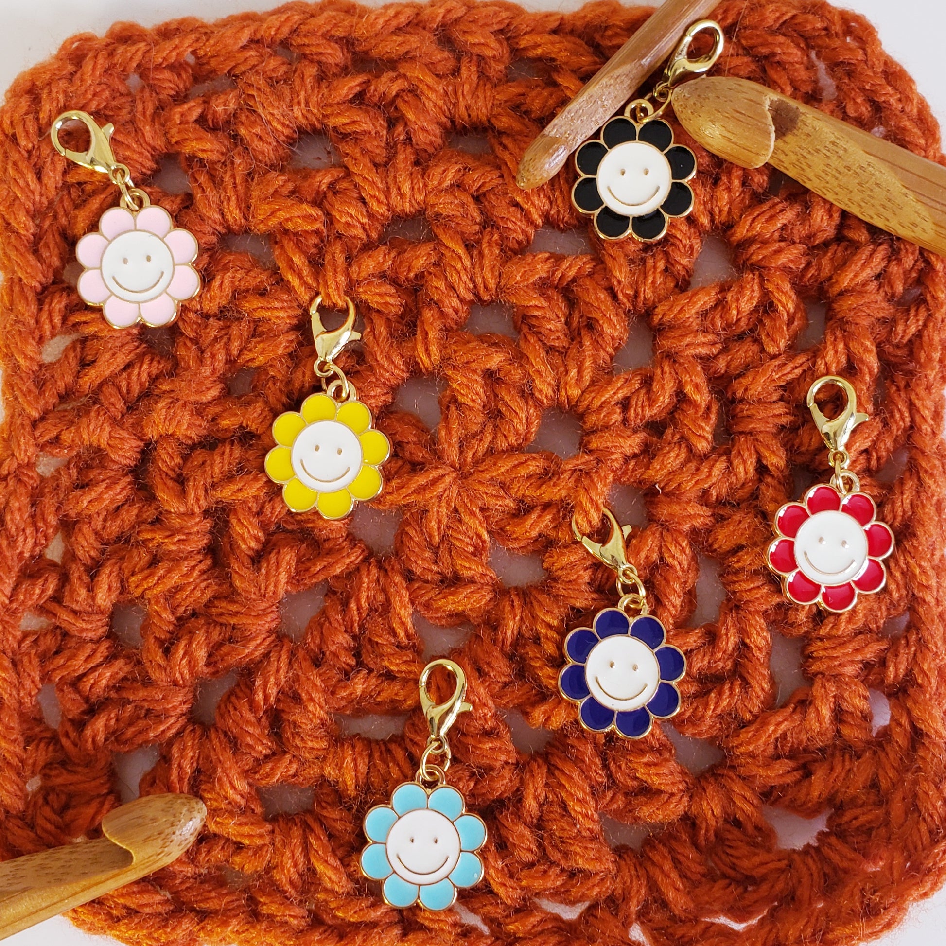 Smiley Face Flowers Stitch Markers