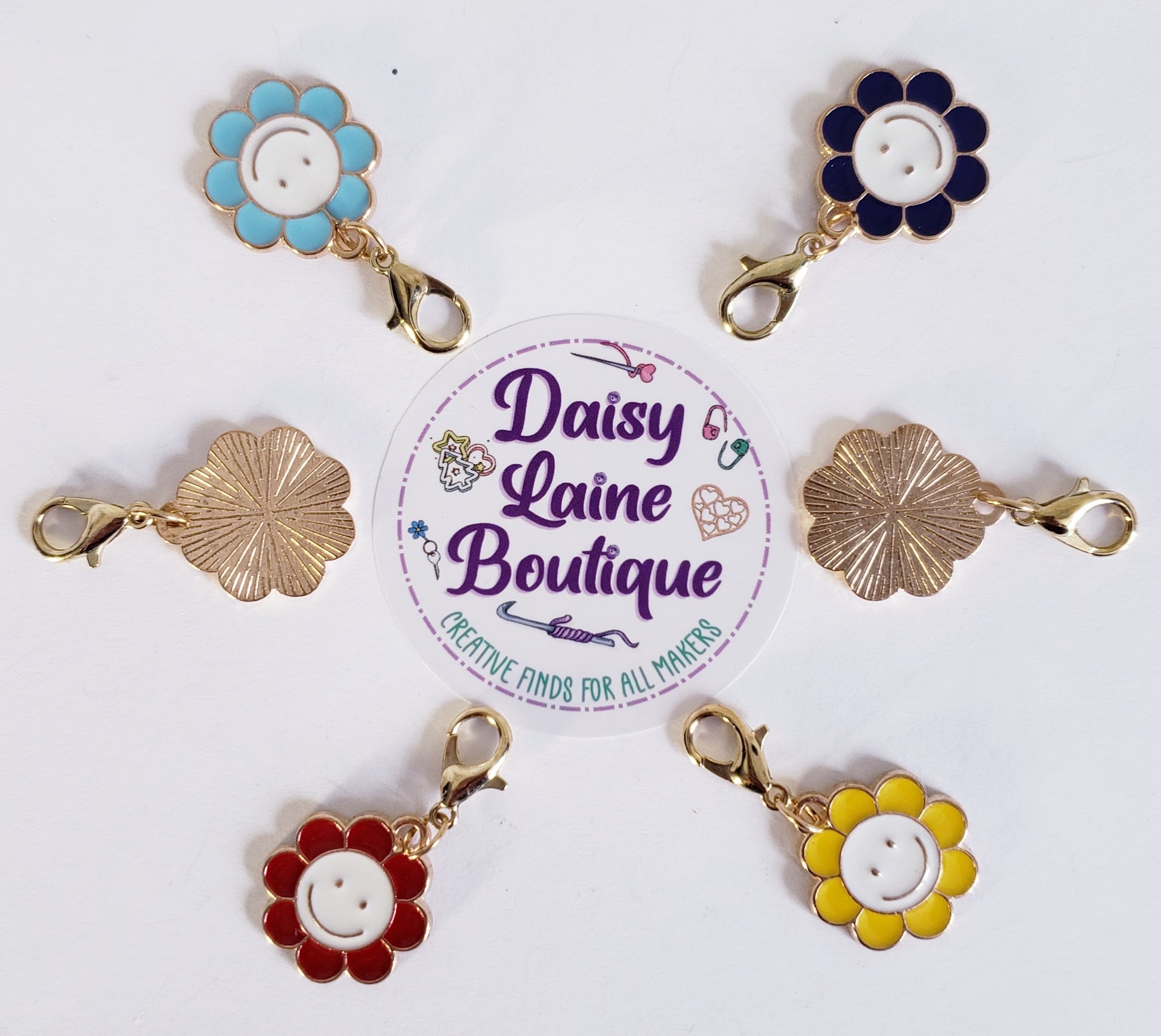 Smiley Face Flowers Stitch Markers