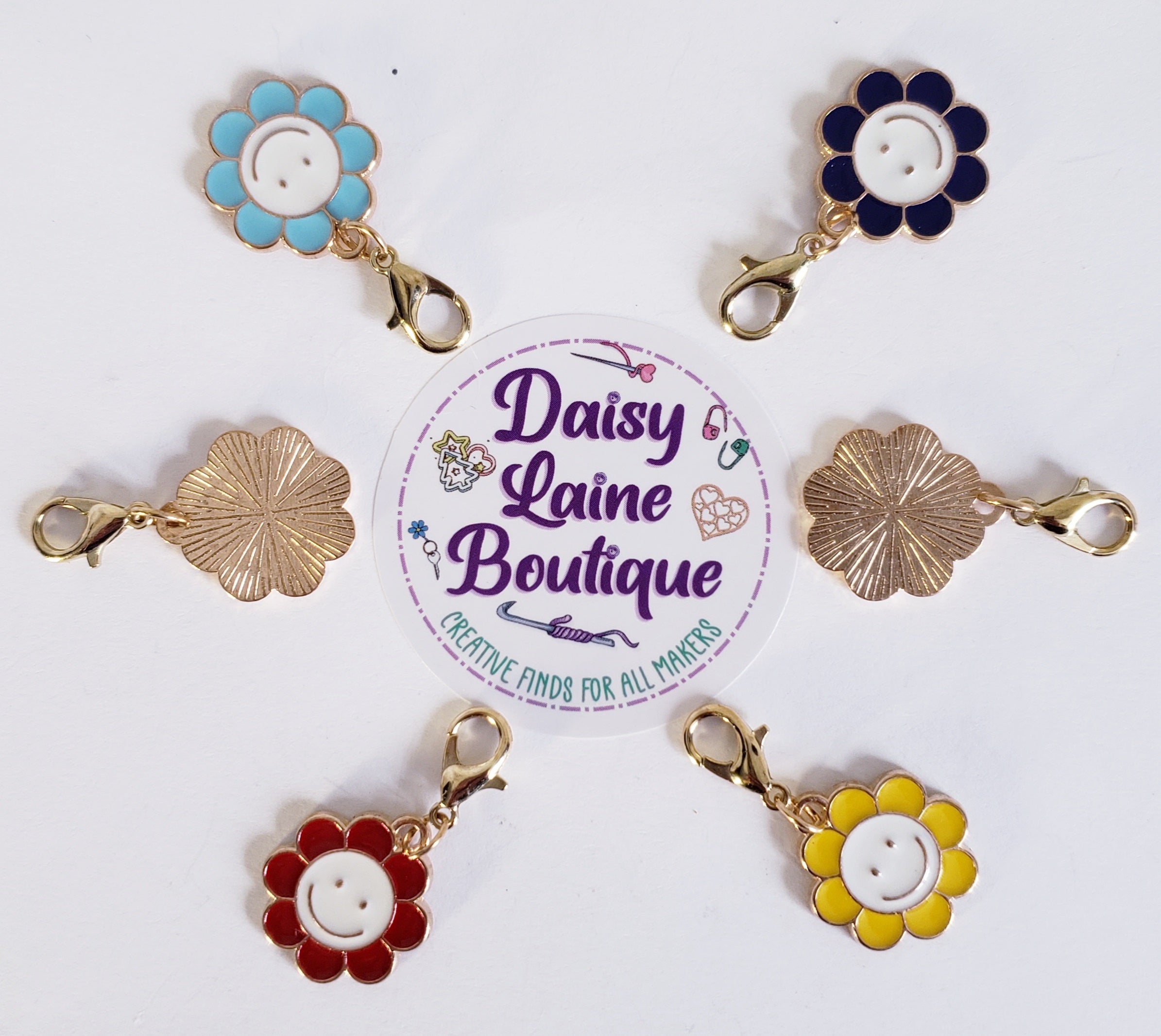 Smiley Face Flowers Stitch Markers