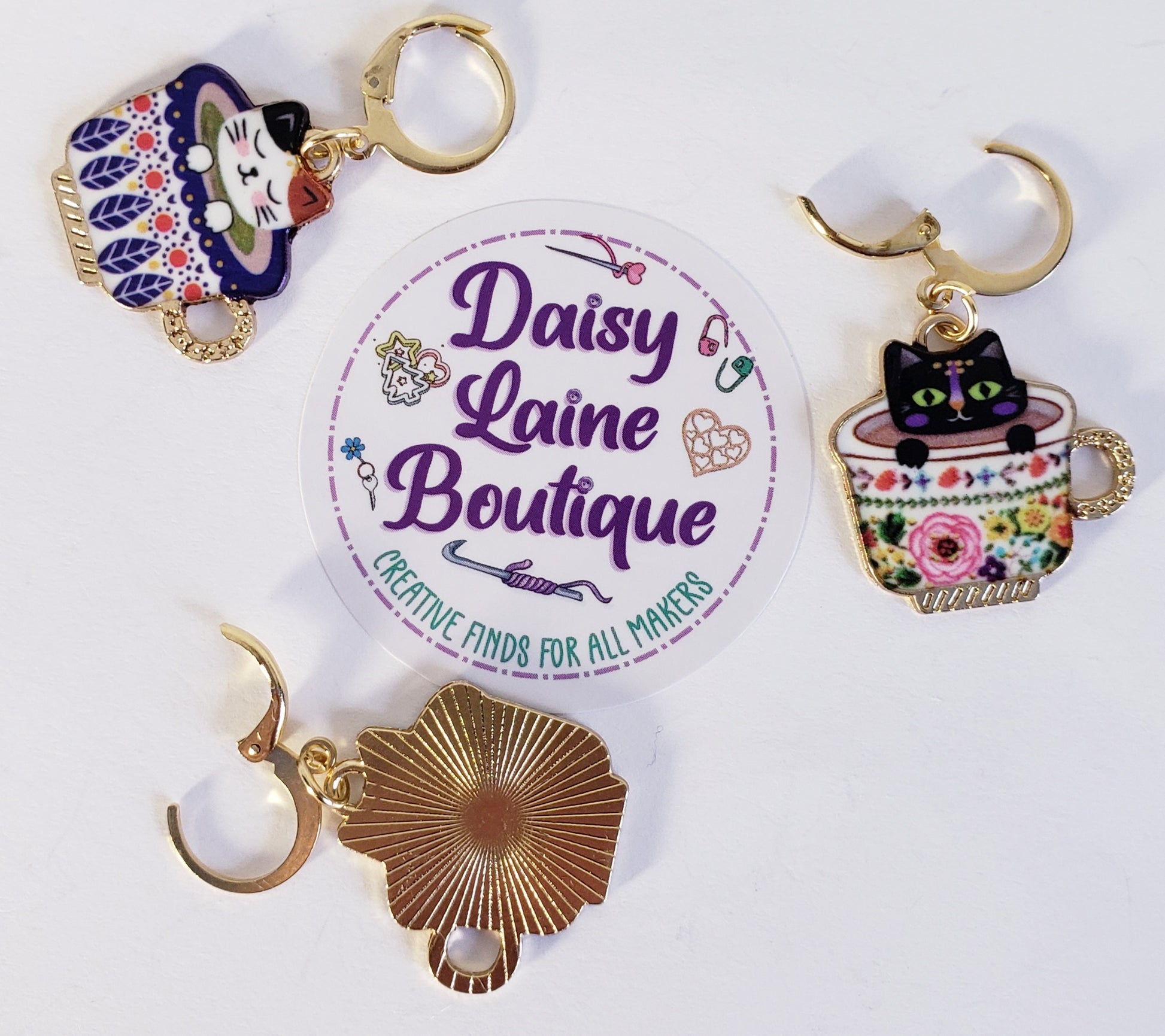 Cat in a Coffee Cup Stitch Markers