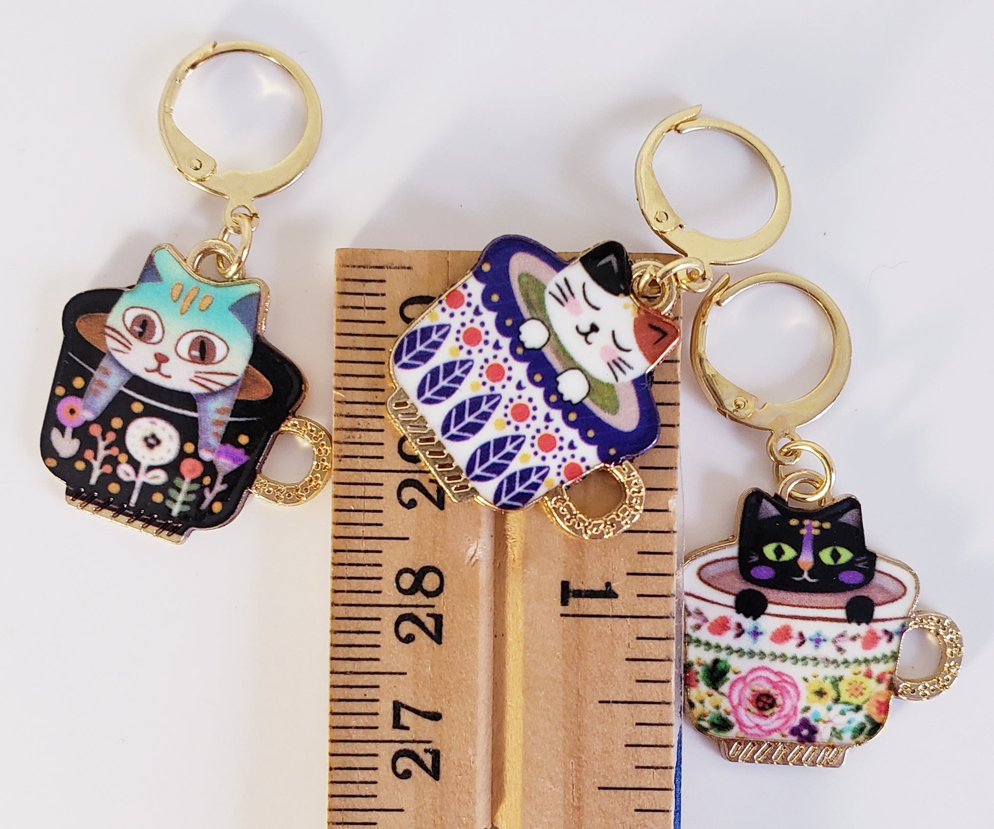 Cat in a Coffee Cup Stitch Markers