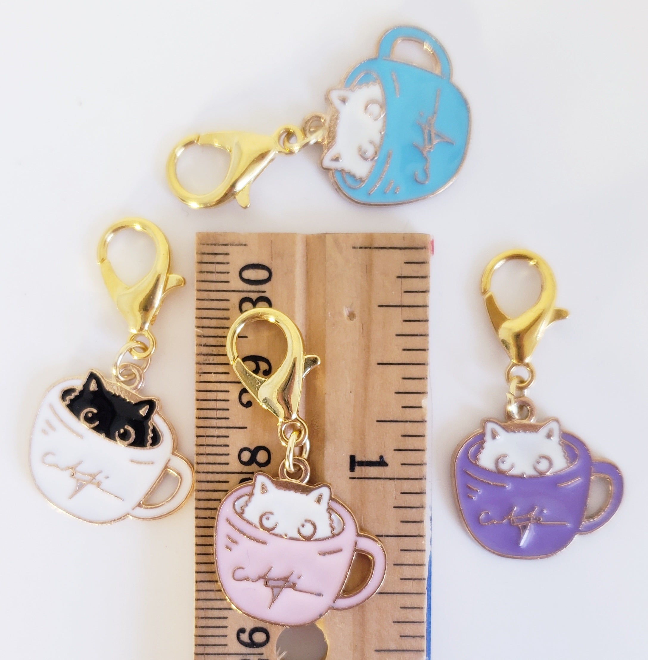 Cat In A Tea Cup Stitch Markers