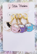 Cat In A Tea Cup Stitch Markers