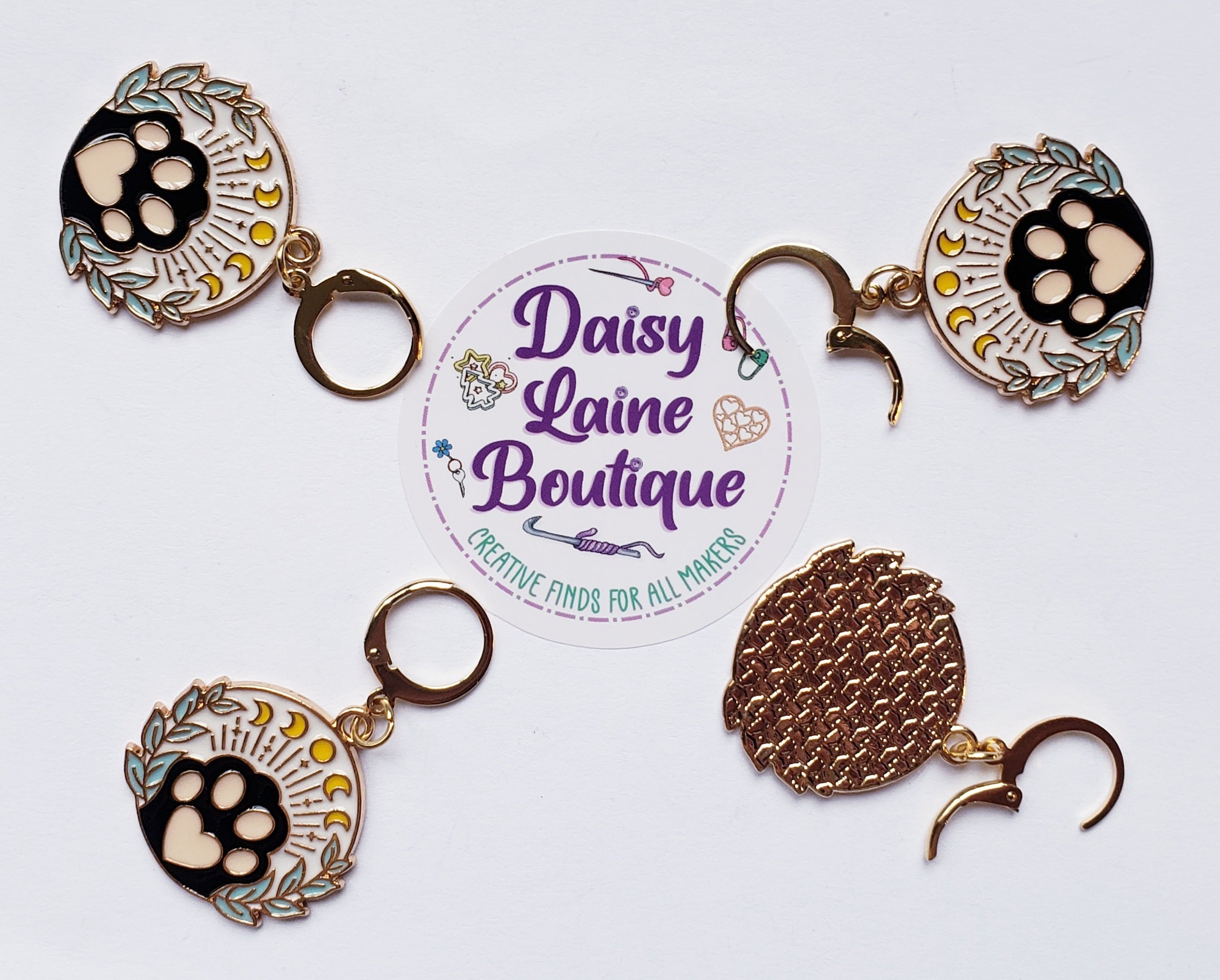 Cat Paw Moon Stitch Markers