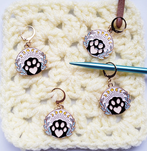 Cat Paw Moon Stitch Markers