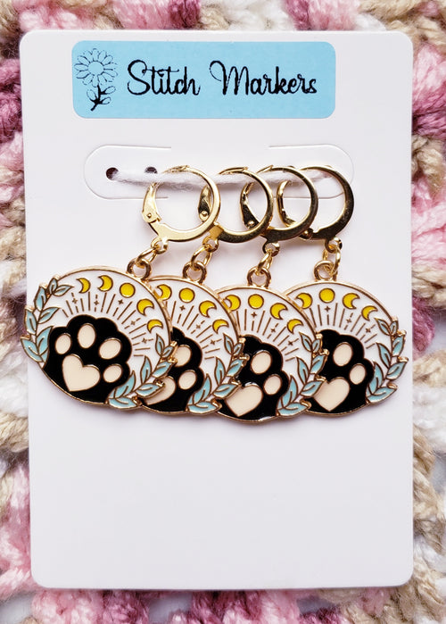 Cat Paw Moon Stitch Markers