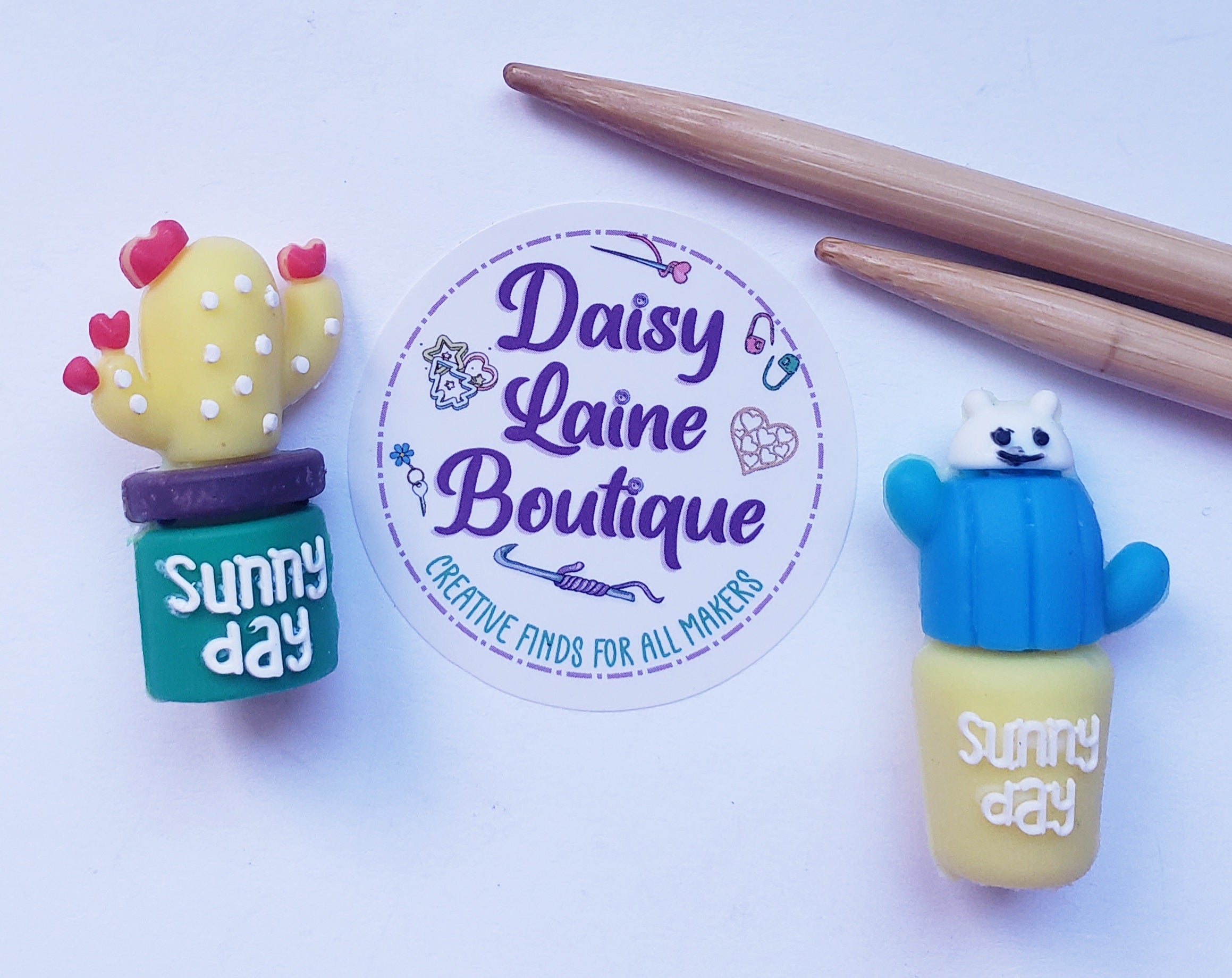 Sunny Day Cactus Knitting Needle Point Protectors