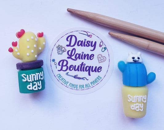 Sunny Day Cactus Knitting Needle Point Protectors