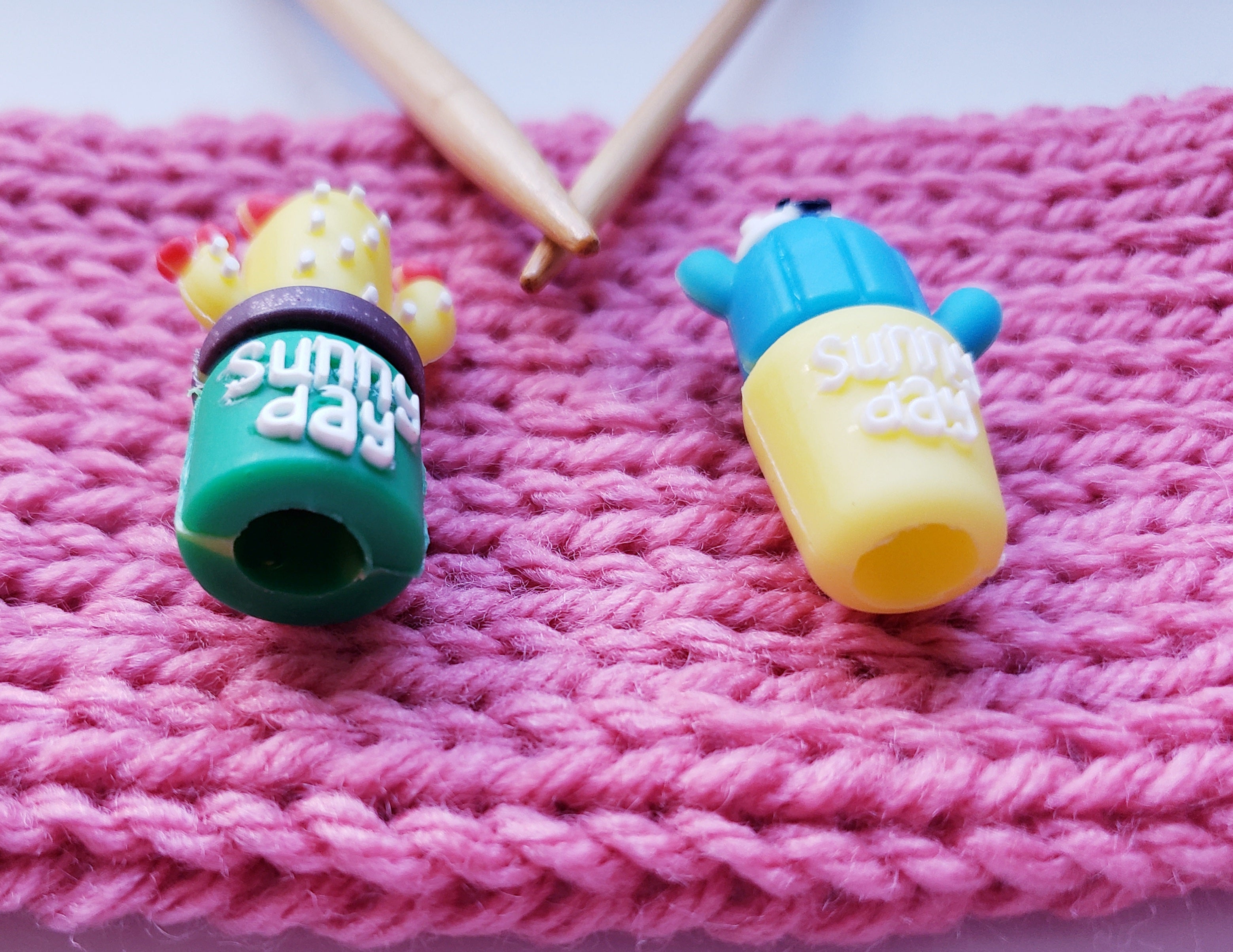 Sunny Day Cactus Knitting Needle Point Protectors