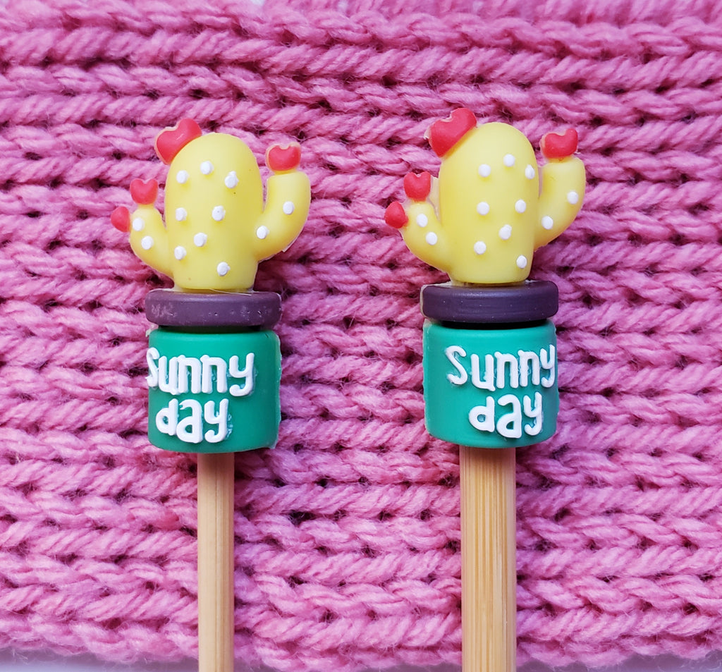 Sunny Day Cactus Knitting Needle Point Protectors