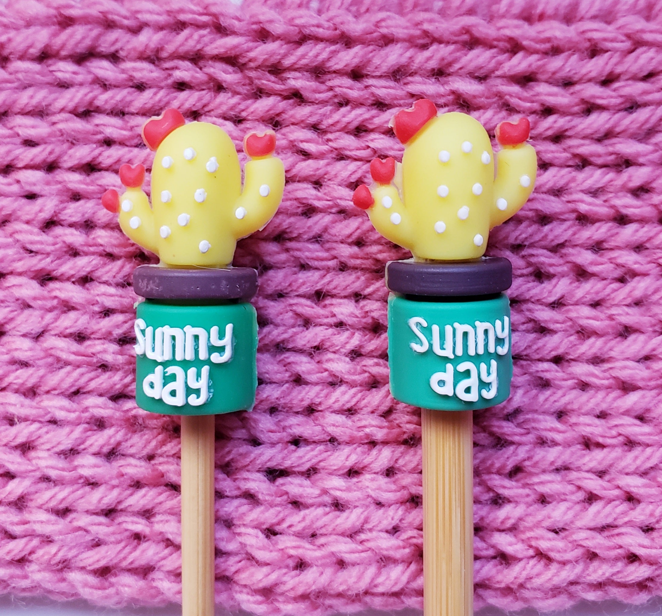 Sunny Day Cactus Knitting Needle Point Protectors