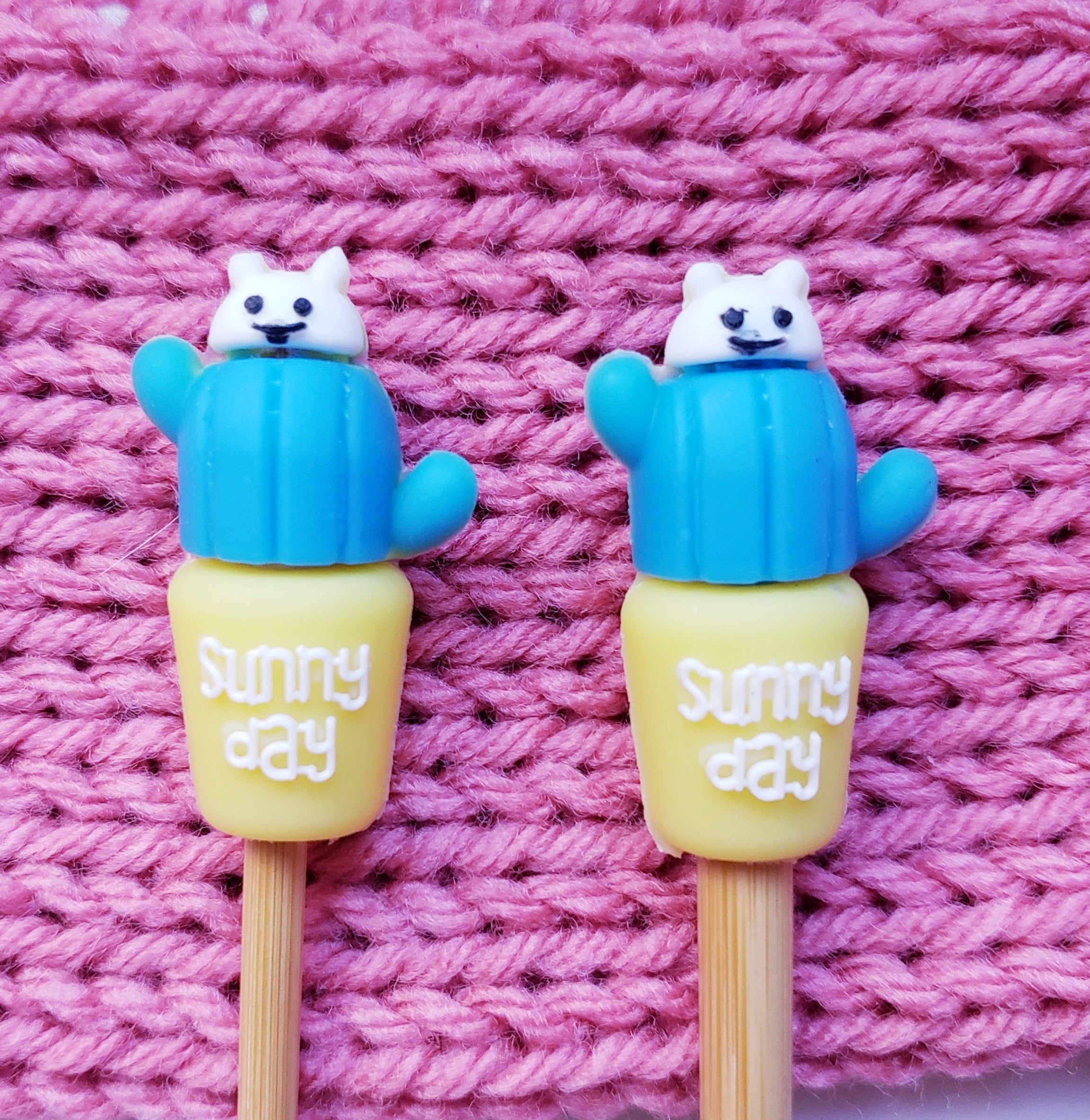 Sunny Day Cactus Knitting Needle Point Protectors