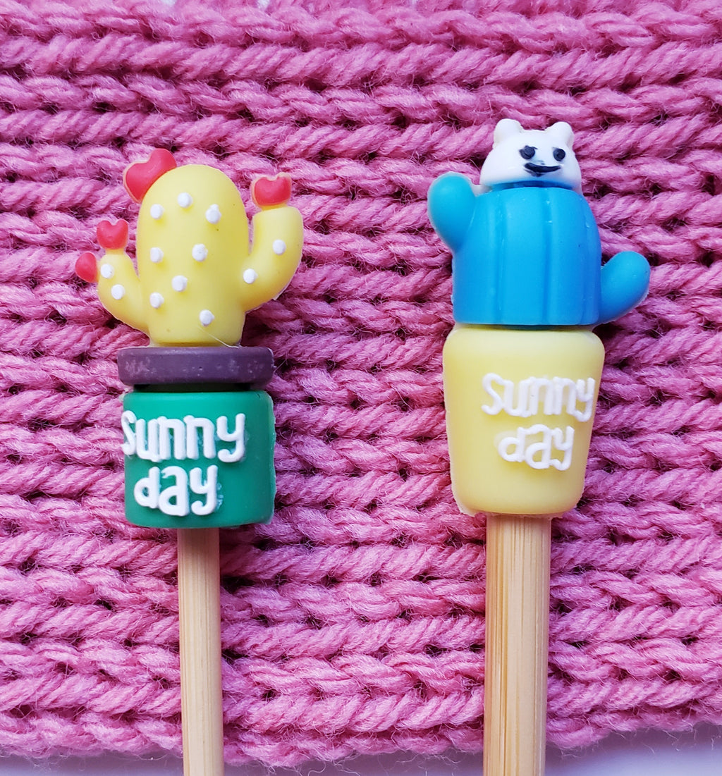 Sunny Day Cactus Knitting Needle Point Protectors