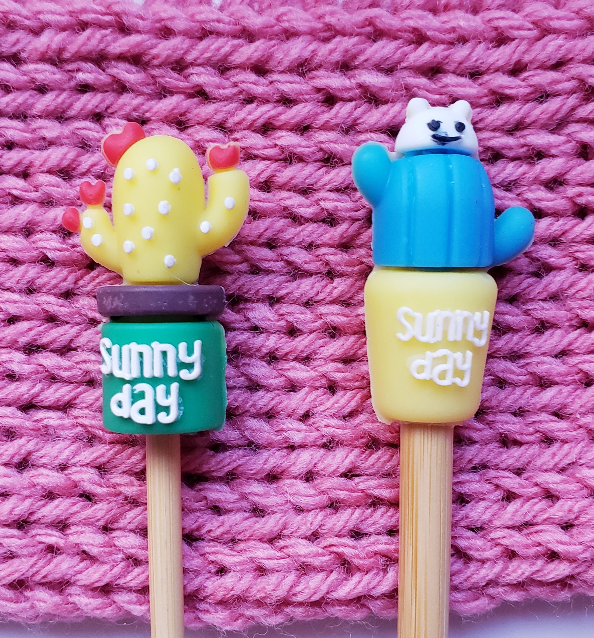 Sunny Day Cactus Knitting Needle Point Protectors