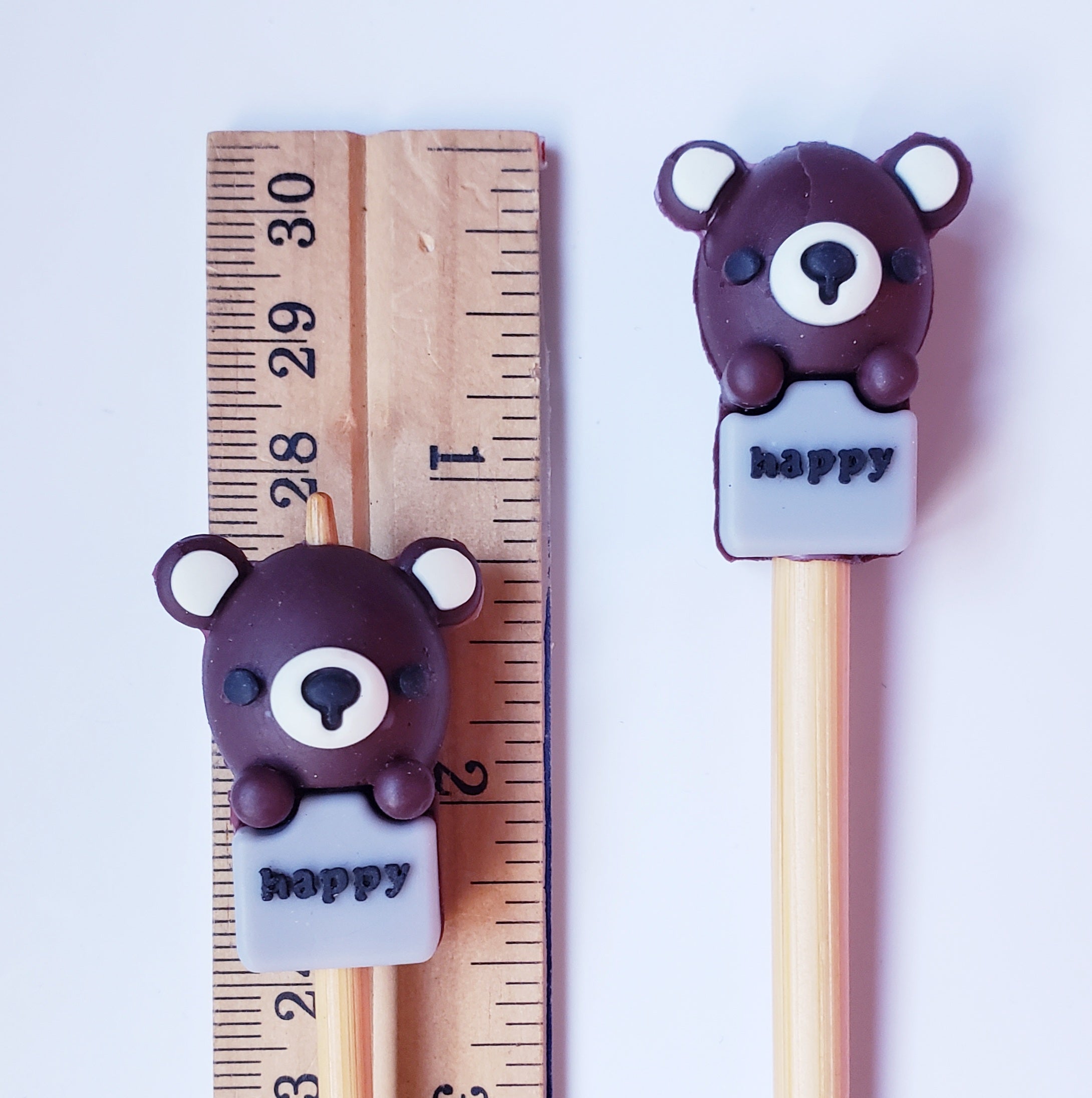 Happy Teddy Bear Knitting Needle Point Protectors