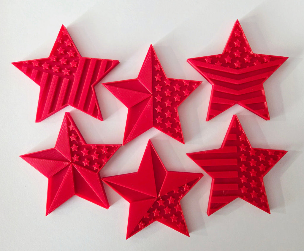USA Star 6 Piece Cookie Cutter & Multi Stamp Set - Barn Star - Dough Biscuit Cutters