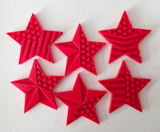 USA Star Cookie Cutter & 6 Stamp Set - Barn Star - Dough Biscuit Cutters 3D Printed