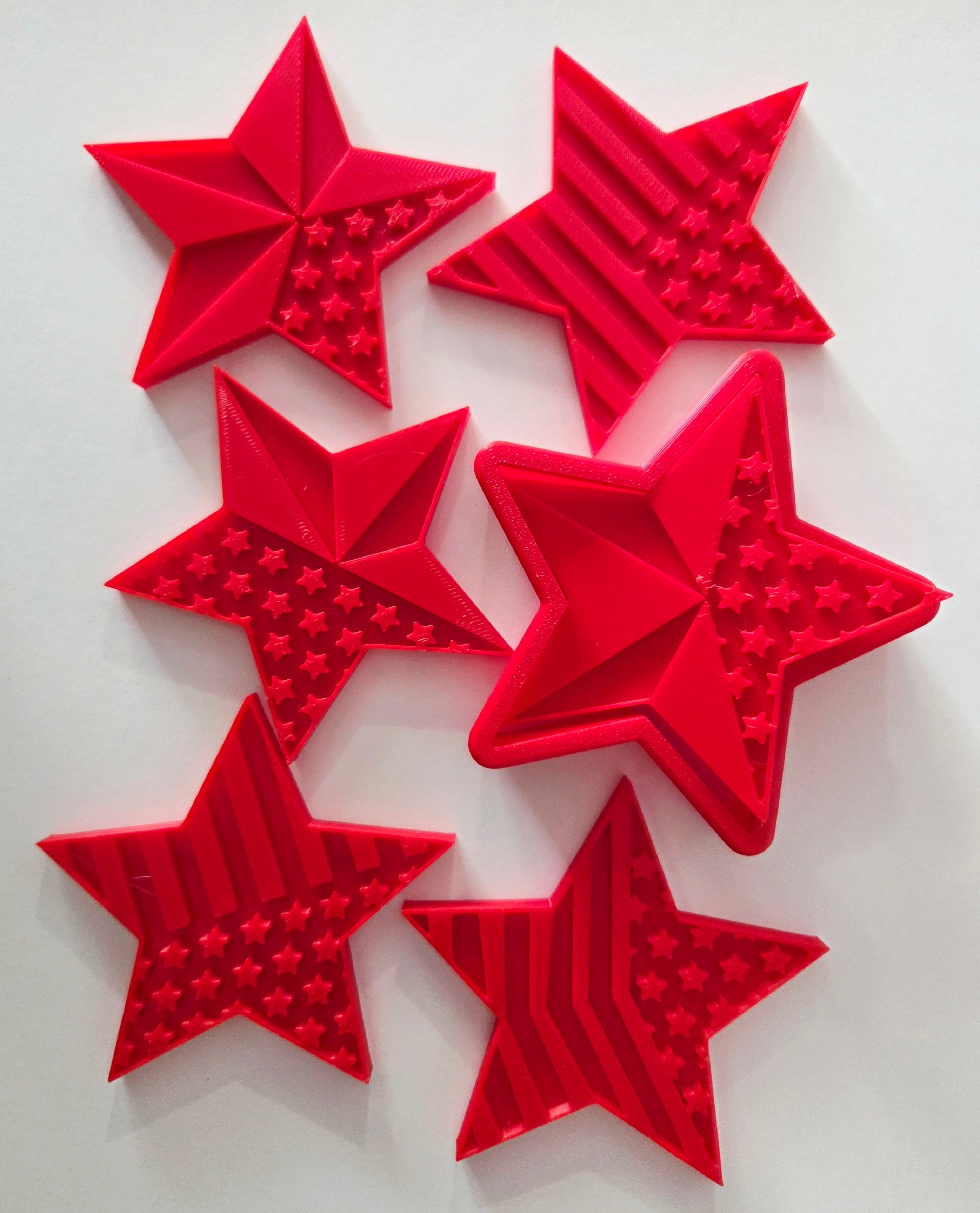 USA Star 6 Piece Cookie Cutter & Multi Stamp Set - Barn Star - Dough Biscuit Cutters