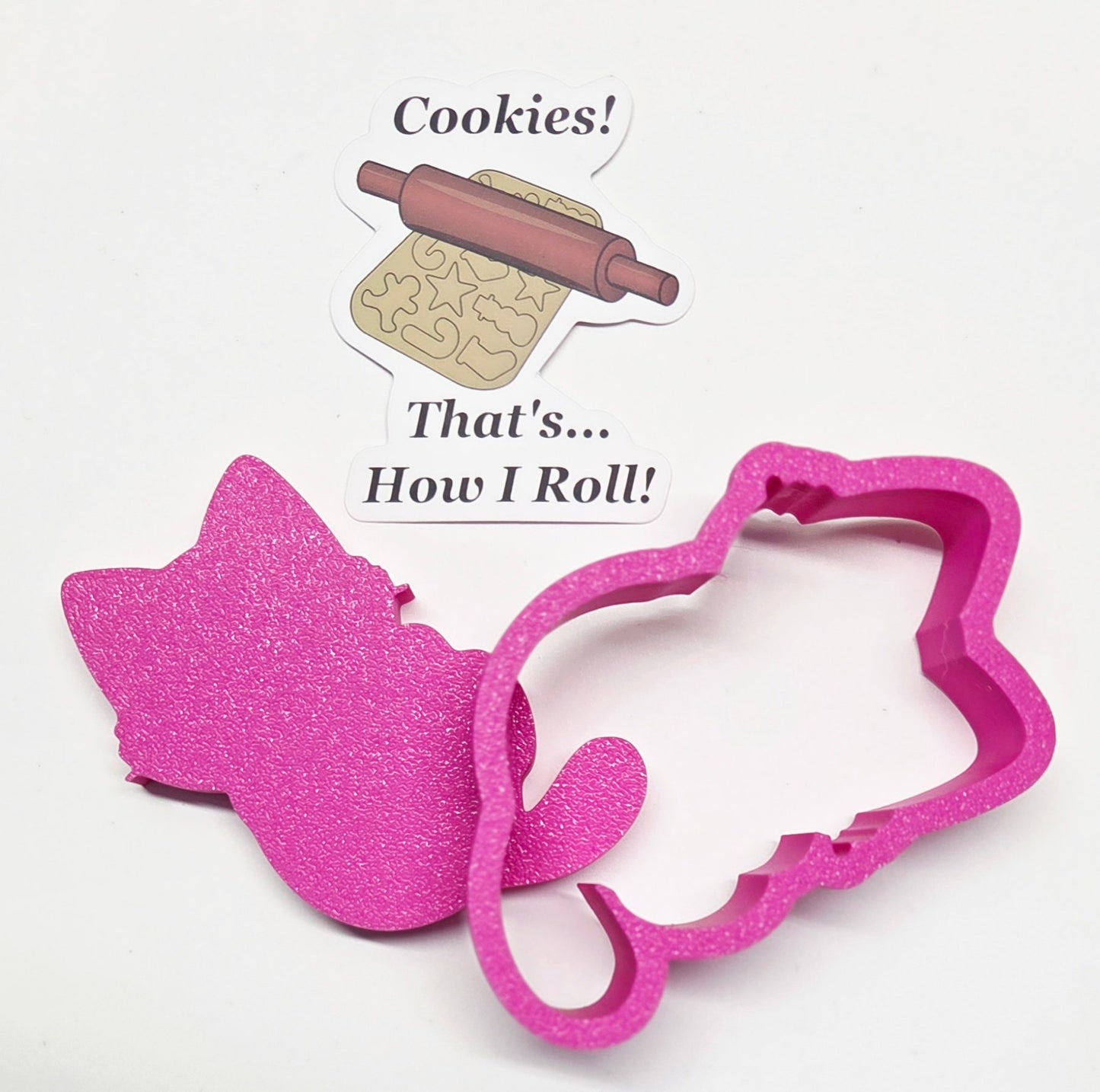 Cat with Yarn Ball  Cookie Cutter & Stamp Set - Dough Biscuit Cutters 3D Printed