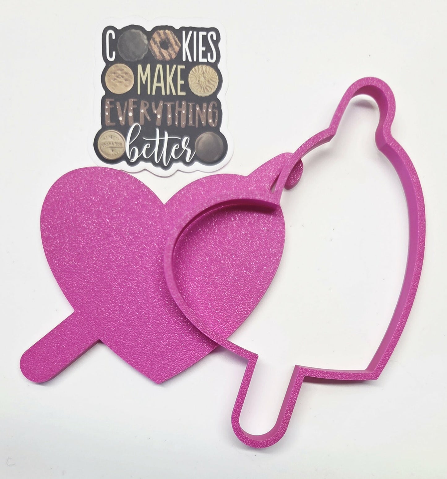 Crochet Hook Heart Cookie Cutter & Stamp Set - Dough Biscuit Cutters 3D Printed
