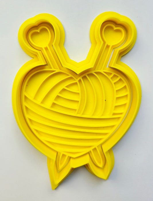 Knitting Needle Heart Cookie Cutter & Stamp Set