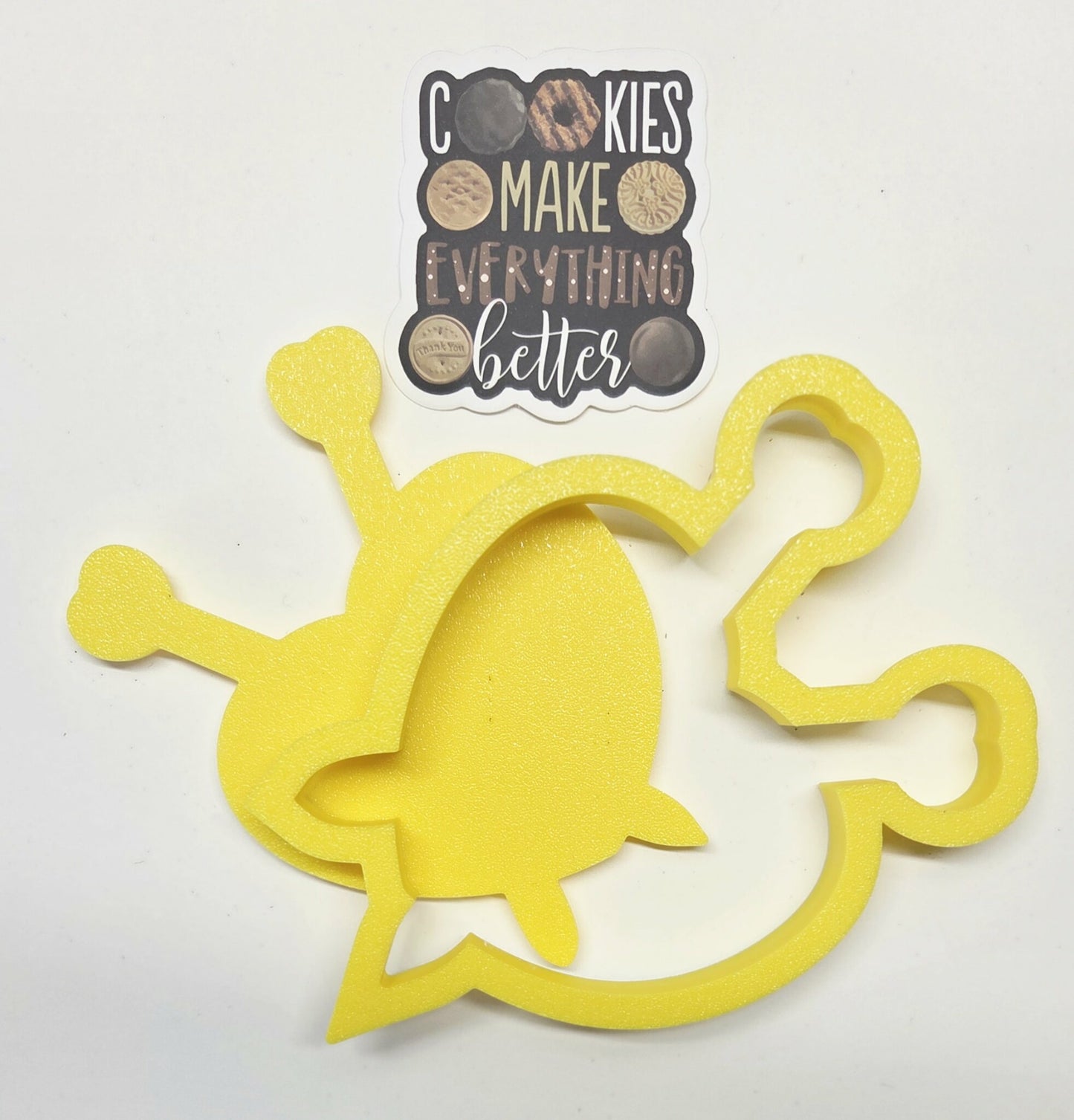 Knitting Needle Heart Knit Yarn Cookie Cutter & Stamp Set - Dough Biscuit Cutters 3D Printed