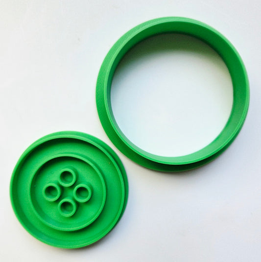 Button Round Sew Stitch Cookie Cutter & Stamp Set - Dough Biscuit Cutters 3D Printed