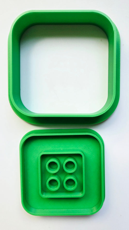 Button Square Stitch Sew Cookie Cutter & Stamp Set - Dough Biscuit Cutters 3D Printed