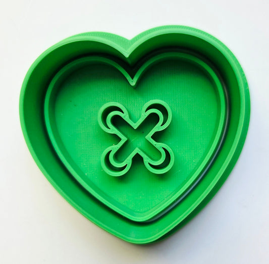 Heart Button Cookie Cutter & Stamp Set
