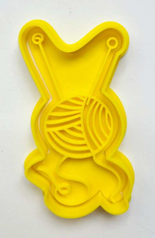 Knitting Needles & Yarn Cookie Cutter & Stamp Set