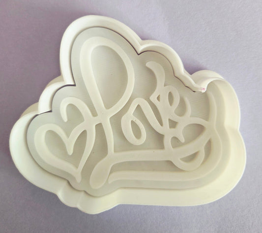 Heart Love Cookie Cutter & Stamp Set - Dough Biscuit Cutters 3D Printed