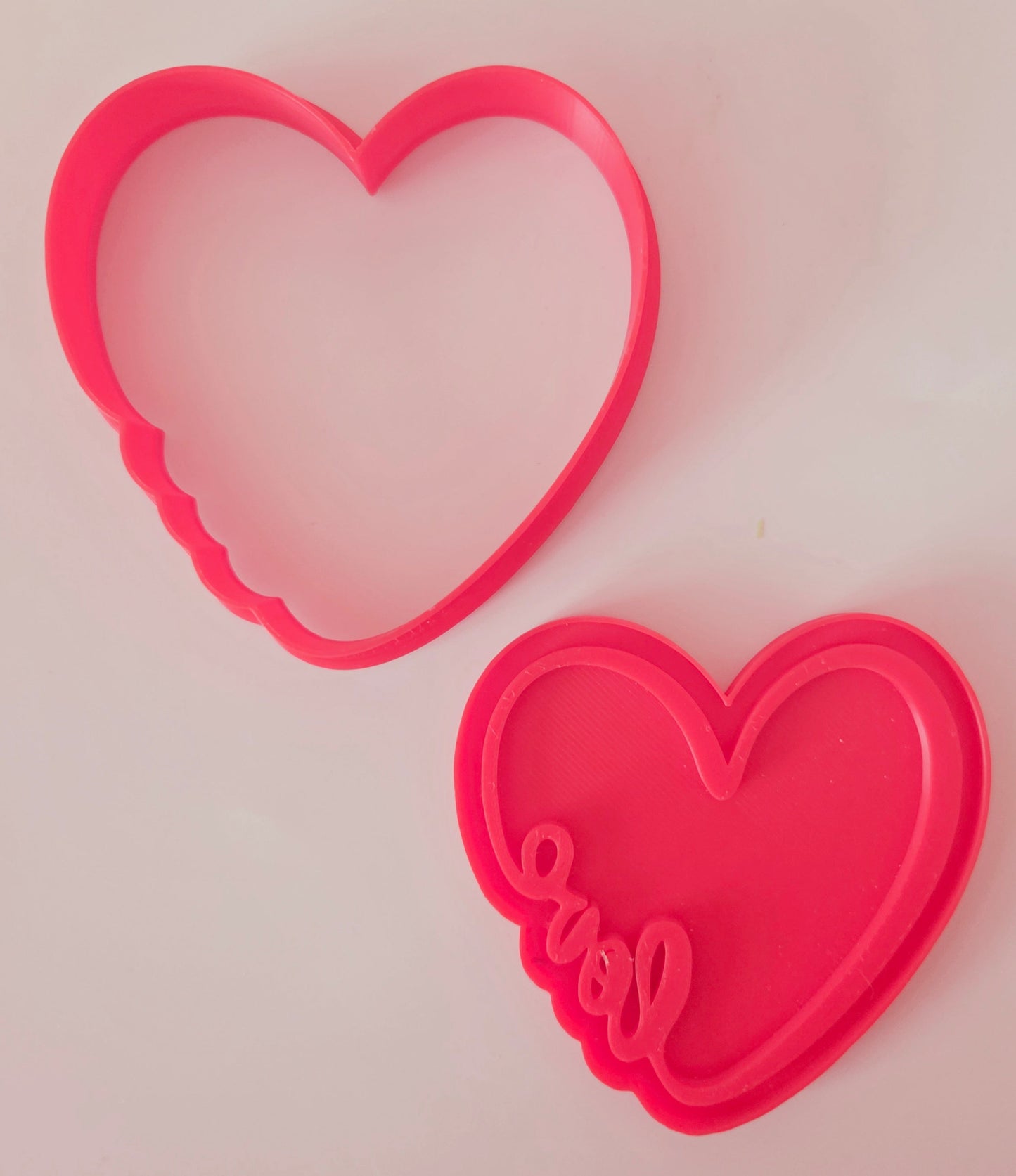 Love Heart Cookie Cutter & Stamp Set - Dough Biscuit Cutters 3D Printed