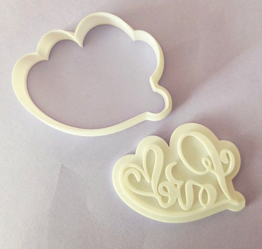Love Heart Cookie Cutter & Stamp Set - Dough Biscuit Cutters 3D Printed