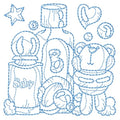 Bath Time Teddy Bear Redwork Machine Embroidery Designs