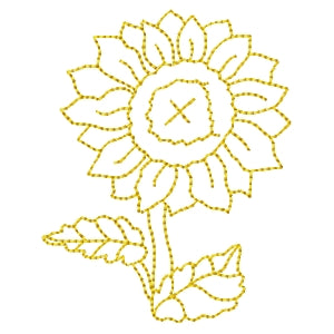Single Sunflower Redwork Machine Embroidery Design