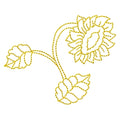 Sunflower Stem & Leaves Redwork Machine Embroidery Design