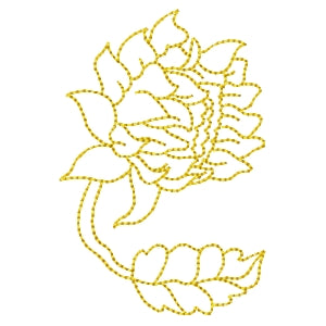Sunflower Blowing Redwork Machine Embroidery Design